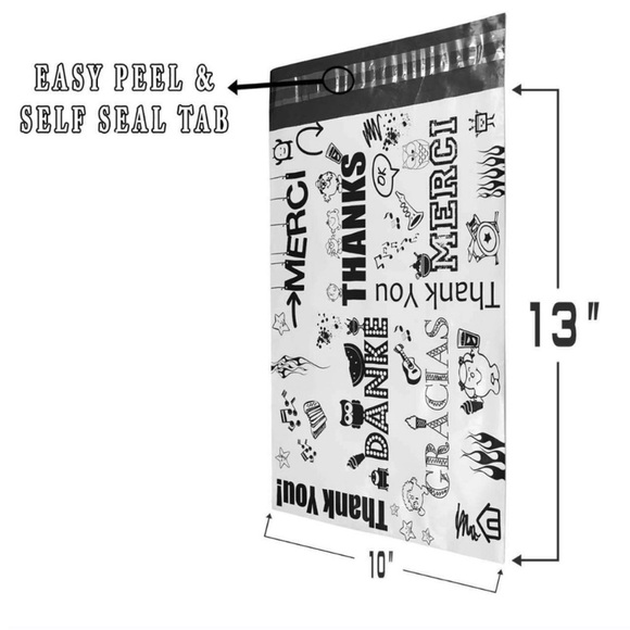(25) 10x13 Thank You Poly Mailers Multi-Language 2.3Mil Heavy Duty Self Sealing - Picture 2 of 5